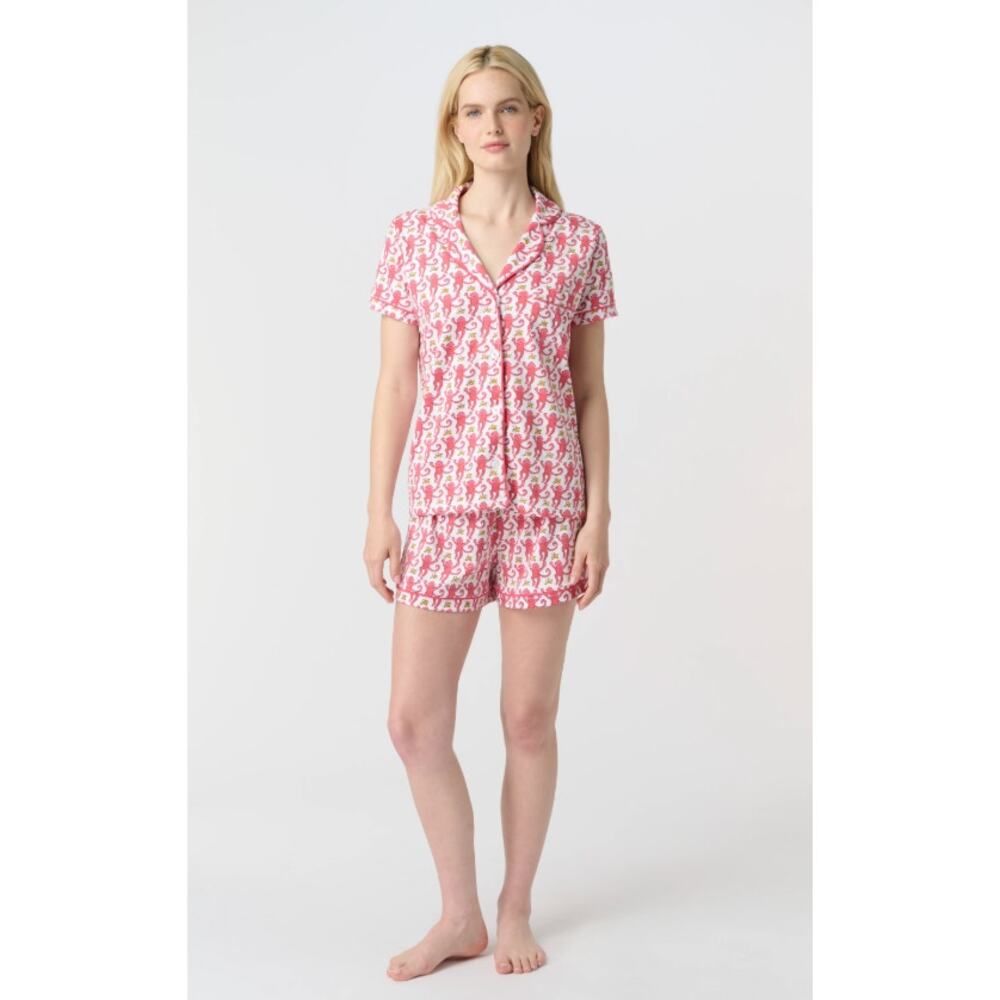 Roller rabbit pink monkey polo pj set - size XS